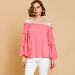 NWOT umgee off the shoulder, bell sleeve, boho top